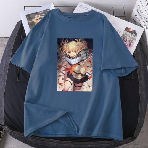 My Hero Academy Womens T-shirts Short Sleeve O-Neck Plus Size Tshirts Black Purple Bodybuilding Tees Tops Camiseta Woman 2021