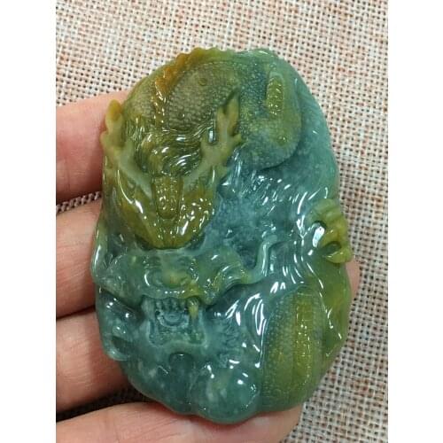 Natural Myanmar jade A HandCarved dragon green jade pendant jade necklace pendants jewelry jade necklaces woman