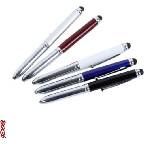 Novelty 3 In 1 Touch Screen Stylus Ballpoint Pen With LED Flash Light For iPad Iphone School Writing Pens