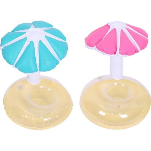 New Inflatable Coaster Red Blue Small Umbrella Inflatable Swimming Cup Holder Drink Holder Swimming Pool Float Toy Bar Coasters