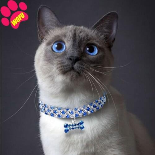 WOFUWOFU Rhinestone Bling Dog & Cat Collar - Pink Sparkly Crystal Diamonds Studded - Cute - Perfect for Pet Show & Daily Walking