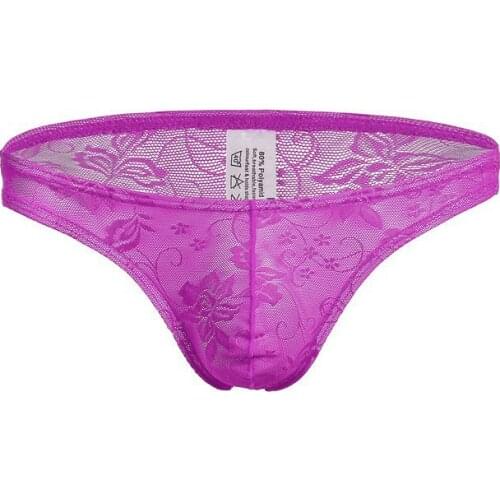 Sexy Mens Low Waist Lace Briefs Quick Dry Breathable Bulge U Pouch Underwear Nylon See Through Homme Mle Sleeping Bikini Panties