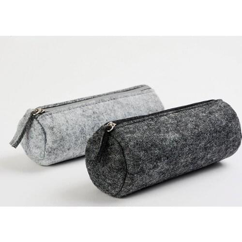 Simple Felt Zipper Cosmetic Pouch Pencil Bag Pen Case School Supplies Stationery