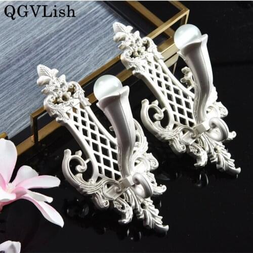 QGVLish 2Pcs Luxury Wall Curtain Hooks Coat Hanger Tiebacks Buckle Holdback Tassel Brush Curtain Holder Hook Curtain Accessories
