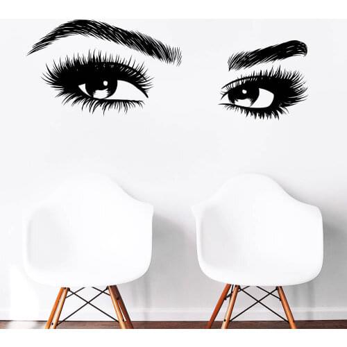 Eye Eyelashes Wall decal Girls Eyes Brow Bar Make Up Wall decals for Beauty Salon Girls Room Decoration Vinyl Wallpaper X442