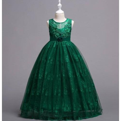 Retail 2018 New Teenage Girl Evening Dress Gown Ankle Length Wedding Party Dress For Perform Children Clothing 4-14 Years E831