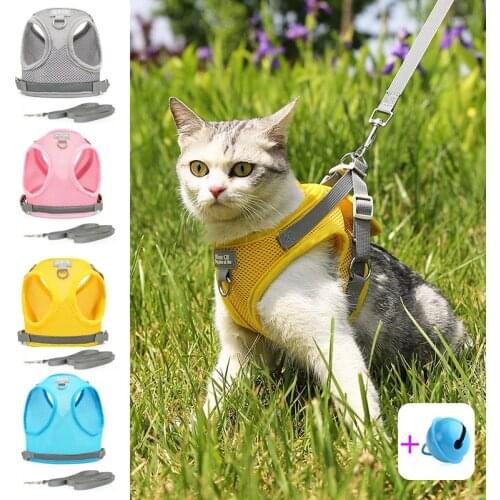 Cat Harness Small Dog Kitten Collar And Leash Puppy Adjustable Vest Lead For Pet Breathable Harness Cats Accessories Supplies