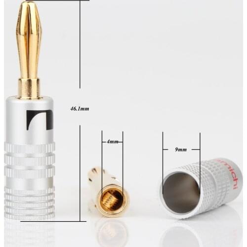 Nakamichi Speaker Plug Banana-Connectors Stardard New 24K Gold For Audio Video Black Red Color