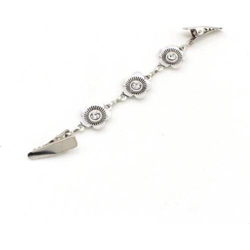 Rhinestone Inlaid Graved Flowers Scarves Brooch Clip Sweater Shawl Keeper Collar Buckle Holder Garters Garment Accessories