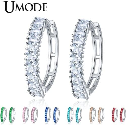 UMODE Brand 7 Colors Zircon Stone Hoop Earrings for Women AAA+ Cubic Zirconia Hoops Jewelry Wedding Gifts UE0582G