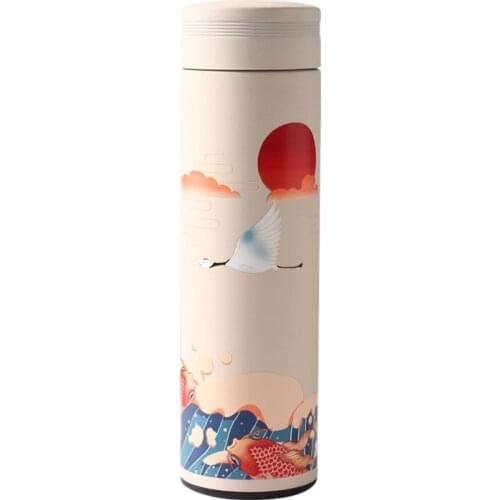 Explosive style Chinese style vacuum flask ins wind country tide male and female students stainless steel art cup creative LOGO