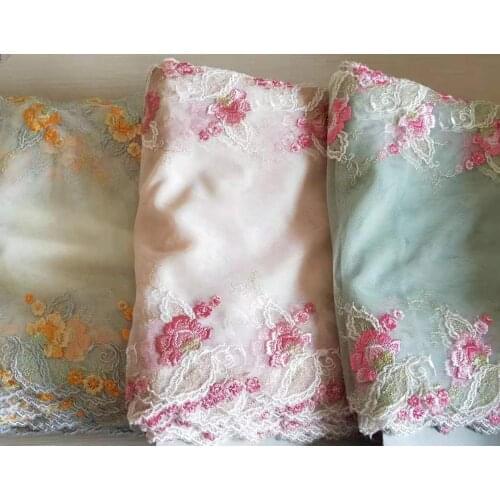 3 Colors Gorgeous Tulle Lace Trim Flowers Floral Embroidered Scalloped Lace 11.8 Inches Wide High Quality By The Yard