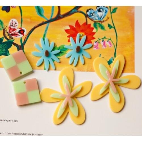 Fruta retro girl spring series cute earrings earrings resin stitching material DIY hand-made jewelry accessories
