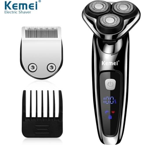 Kemei KM-1631 Professional Mens Electric Shaver 2 in 1 Hair Trimmer Waterproof Beard Razor Floating Hair Clipper Shaver Machine