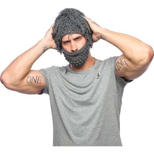 Unisex Adult Funny Crazy Short hair mask Vikingar Beanies Vikings Hats Handmade Barbarian Winter Cosplay Halloween Costumes Caps
