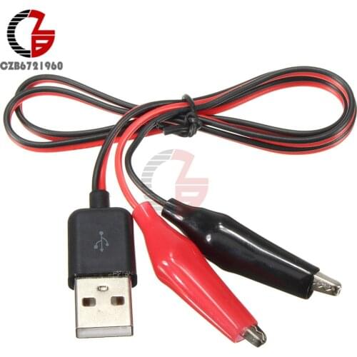 Alligator Test Clips Clamp to USB Male Connector Power Supply Adapter Wire 60cm