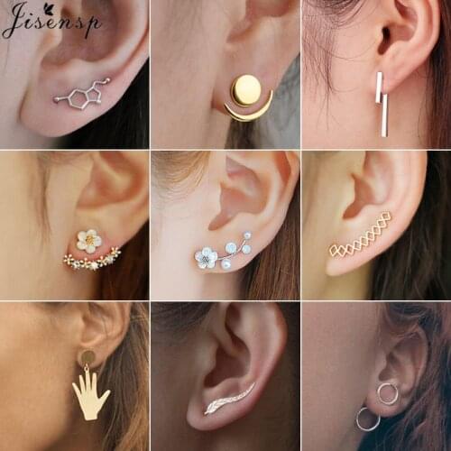 Jisensp Bohemian Vintage Earrings Jewelry Cute Geometric Round Stud Earrings for Women Simple Bar Leaf Earing Girls pendientes