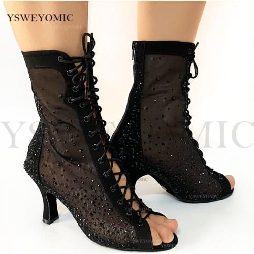 Bachata Dance Boot for Women High Quality thicker Insole Suede Outsole Latin Salsa Dance Shoes In High Heel 3inch