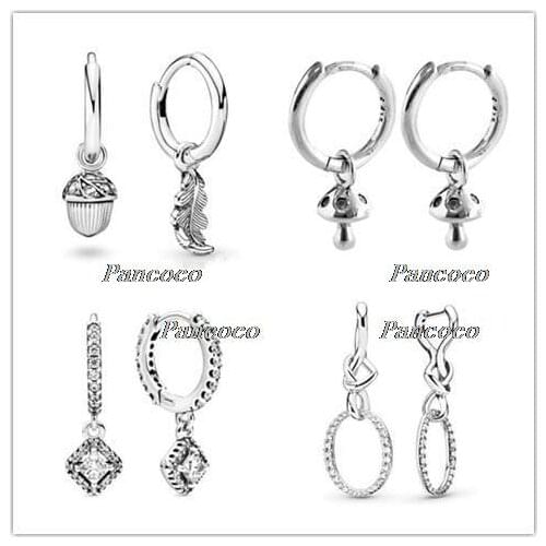 925 Sterling Silver Earring Acorn & Leaf Earrings With Crystal For Women Wedding Party Gift Fashion Jewelry