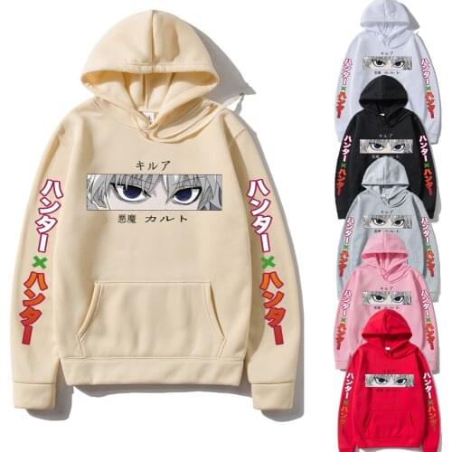Women Hoodies Hunter X Hunter Hoodies Autumn Casual Pullover Killua Zoldyck Devil Eye Print 90s Anime Hoody Streetwear Tops