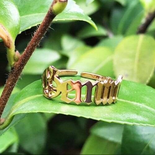 Zodiac Ring women Gold stainless steel Rings Old English Font pisces aquarius aries taurus zodiac Ring 12 constellations Gifts