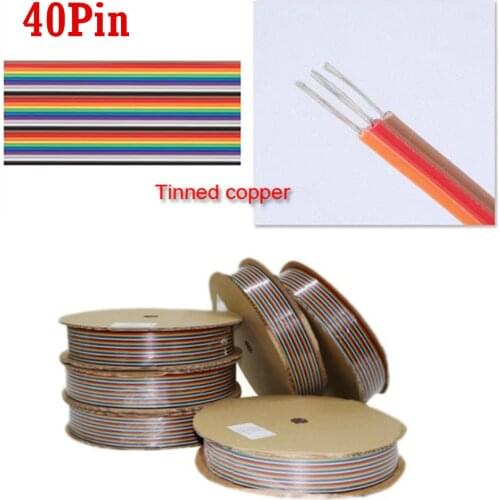 1M 1.27mm / 1.4mm PITCH Color Flat Ribbon Cable Rainbow DuPont Wire 40 Way pin for FC Dupont Connector Arduino PCB DIY