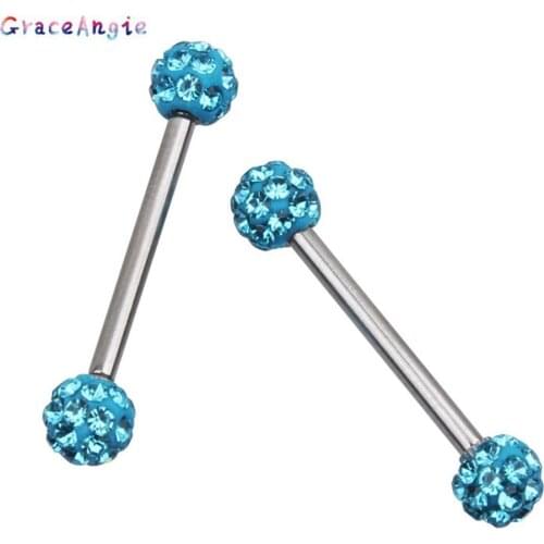 1 pair Hoop Punk Piercing Clip Boday Jewelry Barbell Rhinestone Ear Studs Eyebrow Nipple Nose Septum Lip General Piercings Bar