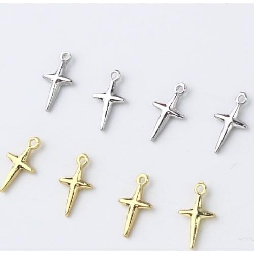 10pcs 12x7mm Small Cross Earring Alloy Charms Personality Crosses Necklace Bracelet Pendant Findings Diy Jewelry Accessory