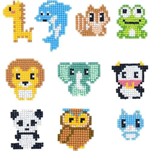 10Pcs 5D DIY Diamond Painting Kits for Kids Diamond Mosaic Sticker by Numbers Kits Arts and Crafts Set for Children