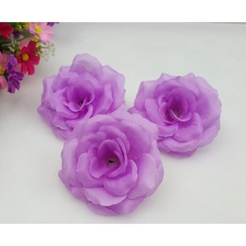 10PCS/Lot 8CM Lavender light Purple Color Artificial Rose Silk Flower Heads DIY Wedding Home Decoration Festive Party Supplies