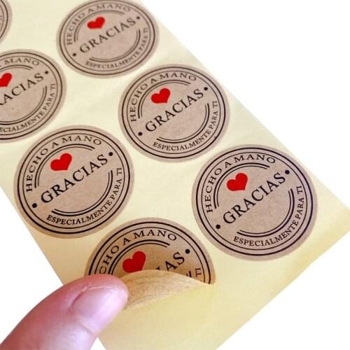 100PCS/lot Kraft Gracias Spanish Thank You labels Handmade Package Envelope Seal Label Scrapbooking Stationery Sticker