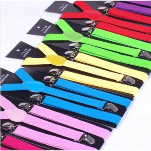 1000pcs/lot Y back adult candy color clip on Suspenders/solid color Elastic Y-Shape Adjustable Braces 2.5*100cm 42 color