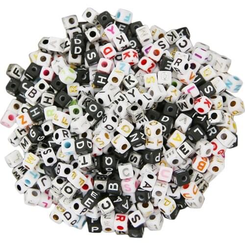 1200 Pieces 5mm Cube Plastic A-Z Alphabet Letters Beads Mixed DIY, Each Letter Included
