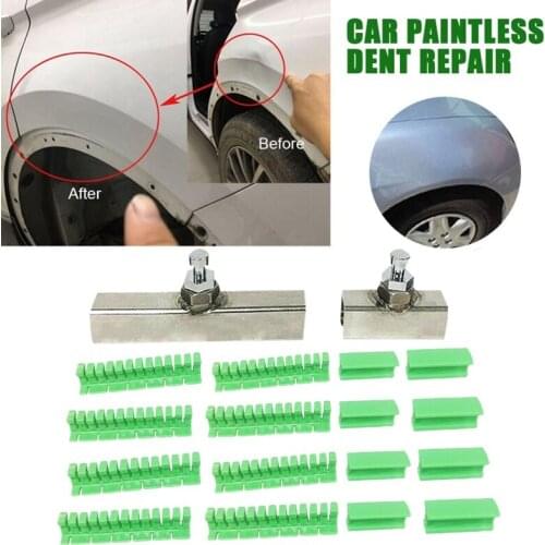 18X Paintless Dent Removal Puller Tabs Teeth Tools Kit with Glue Sticks for Dent Repair of Car Body Hail Damage Green