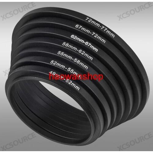 49-52-55-58-62-67-72-77 mm 7pcs Metal Step Up Rings Lens Adapter Filter for canon nikon sony pentax dslr camera