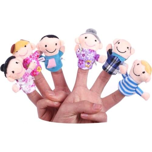 6pcs/set finger puppet doll baby child toy cute family baby puzzle hand toy cotton plush