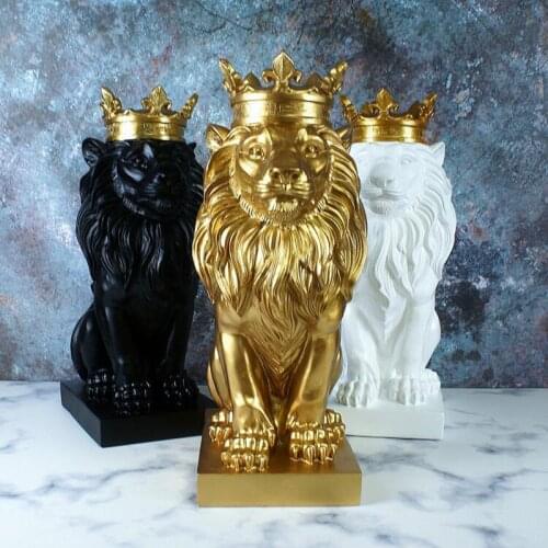 Abstract Resin Lion Sculpture Crown Lion Statue Handicraft Decorations Lion King Modle Home Decor Decoration Accessories Gifts