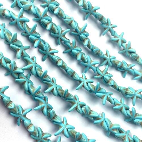 Wholesale 14mm Natural Stone Starfish Shape Turquoises Beads Loose Spacer Beads for Women DIY Necklace Bracelet Jewelry Making