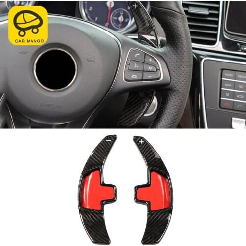 CarManGo For Mercedes Benz GLE W166 Coupe C292 2016-2018 Car Steering Wheel Shift Pick Paddle Carbon Fiber Sticker Cover Trim