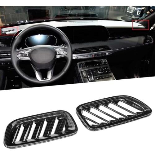 2pcs Carbon Fiber Pattern Front Upper Air Vent Trim Cover Fits for Hyundai Palisade 2019-2020 ABS Car Interior Decoration
