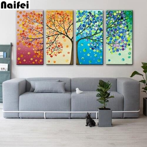 Four Seasons Tree Landscape DIY Diamond Painting Multiple pieces Full Drill 5D Embroidery Cross Stitch Mosaic Home Decoration