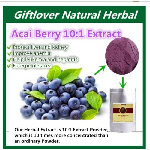Pure Acai Berry Extract Powder,Protect Liver and Kidney, Improve Anemia,Help Leukemia and Hepatitis, Anti Cancer Supplement