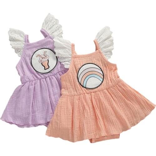 Citgeett Summer Toddler Baby Girls Rompers Princess Fly Sleeve Lace Backless Rompers Jumpsuits Tutu sKIRTS Outfits