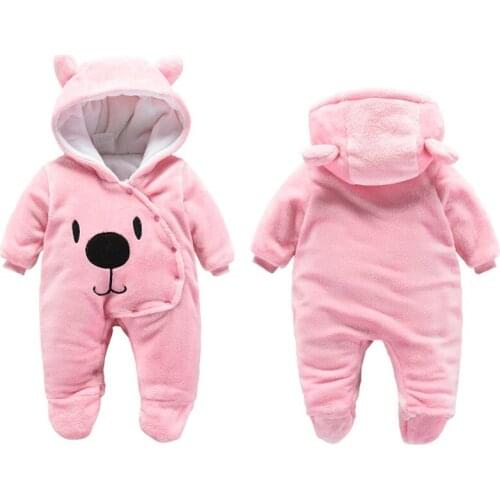 Winter Baby girls romper autumn winter bear hoody newborn boys girls jumpsuit girls soft thick long pajamas warm infant clothes
