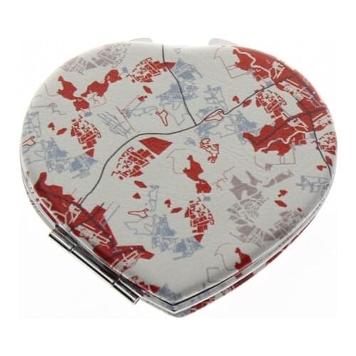 7*6.5cm Heart Shape Double Side Stainless Steel Espejos De Bolsillo Espelho De Bolso Miroir De Poche Promotional Compact Mirror