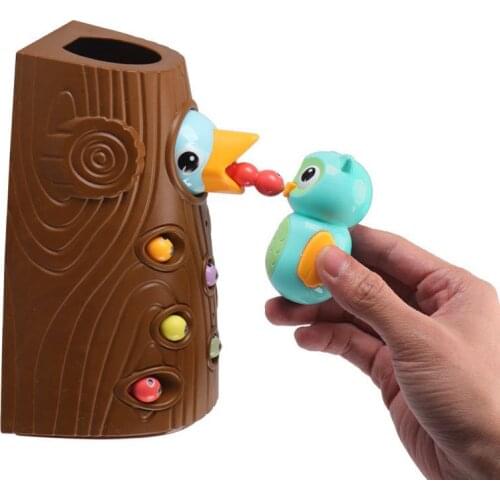 Kids Fishing Toys Woodpecker Magnetic Catch Bugs Feeding Game Children 3D Puzzle Educational Family Toys Set Kit