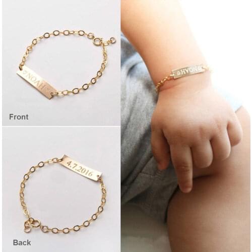 Customized New Baby Name Bracelet Fashion Jewelry Engraved Words Personalized Heart Butterfly Crown Constellation Angel Moon