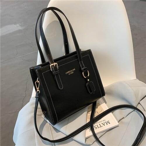 Fashion Square Handbag 2021 High Quality PU Leather Casual Shoulder Bag Womens Designer Solid Color Large Capacity Messenger Bag