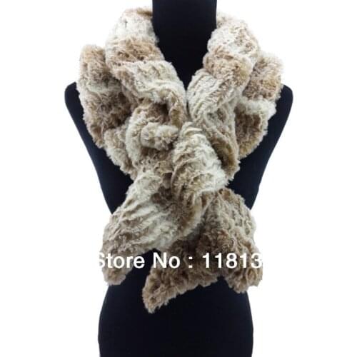 Fashion Gradual Color Faux Fur Winter Twist Scarf Pull-through Neck Wrap W: 23CM L: 90~100CM , Free Shipping