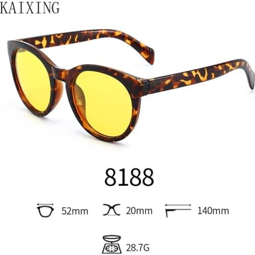 KAIXING Men Women Yellow Lens Night Driving Goggles UV400 Polarized Eye Protection Sunglasses Round Night Vision Glasses 8188
